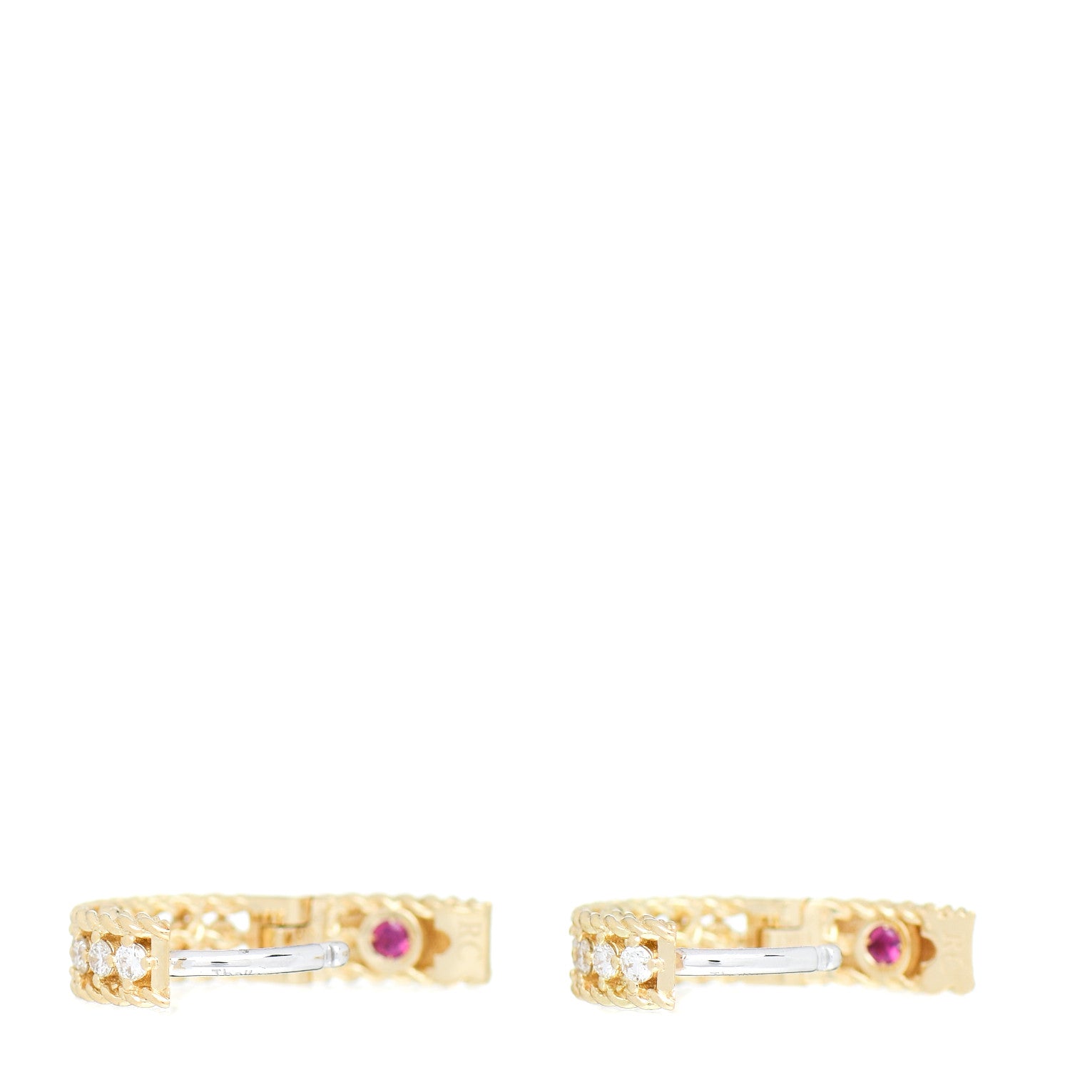 Roberto Coin 18K Yellow Gold Diamond Symphony Braided Huggie Hoop Earrings 3 of 4