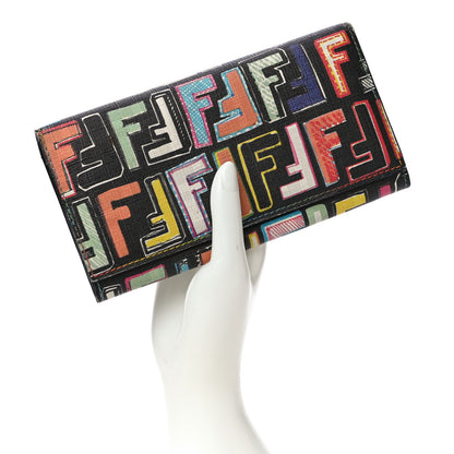 Fendi Zucca Spalmati FF Multicolor Continental Wallet Black 2 of 14