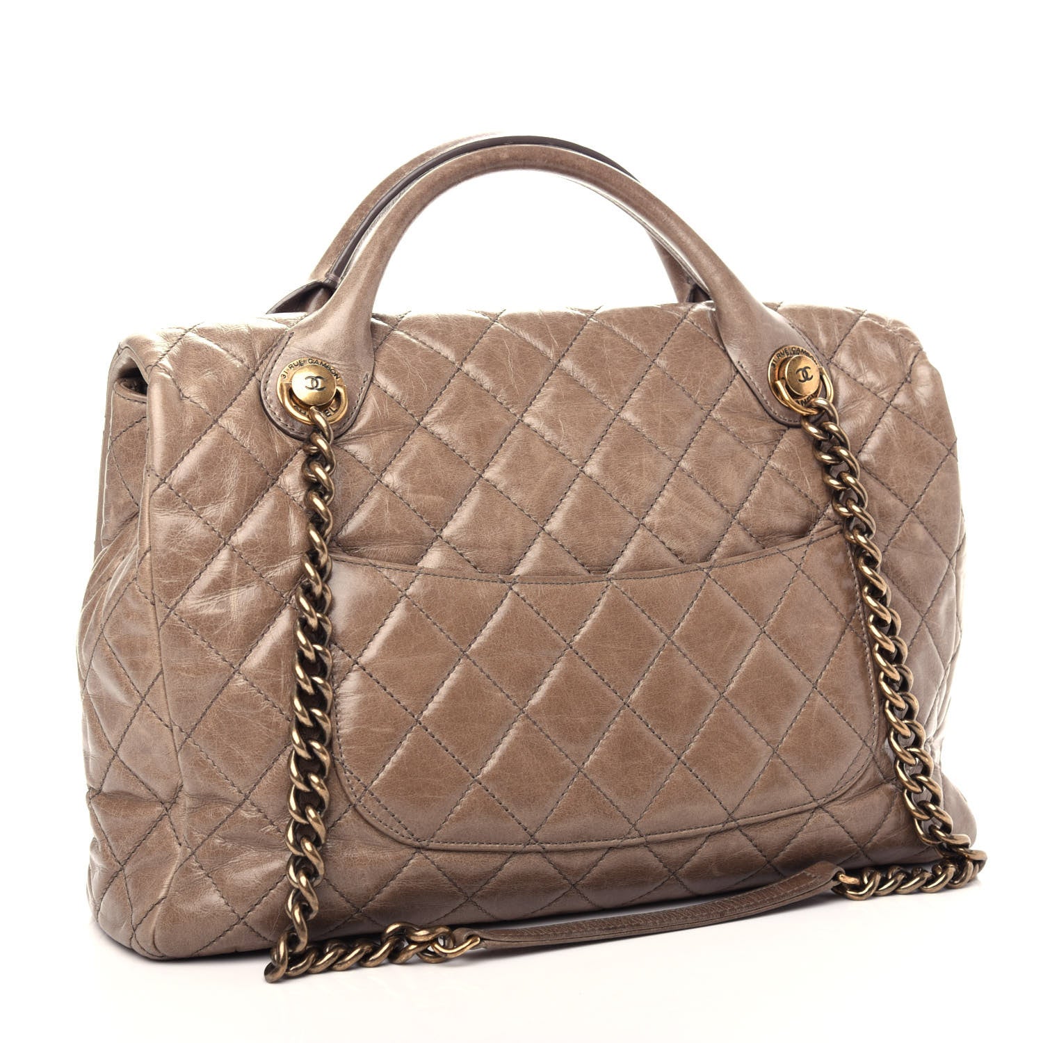 Chanel Glazed Calfskin Large Castle Rock Flap Dark Beige 3 of 10