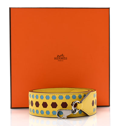 Hermes Epsom 40mm Hexagone Tressage Shoulder Strap Rouge H Jaune de Naples Gold 6 of 6