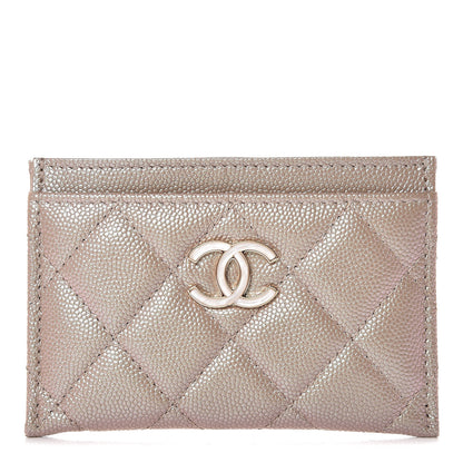 Chanel Iridescent Caviar Quilted Card Holder Beige 1 of 8