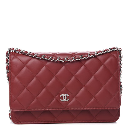 Chanel Lambskin Quilted Wallet On Chain WOC Red 1 of 13