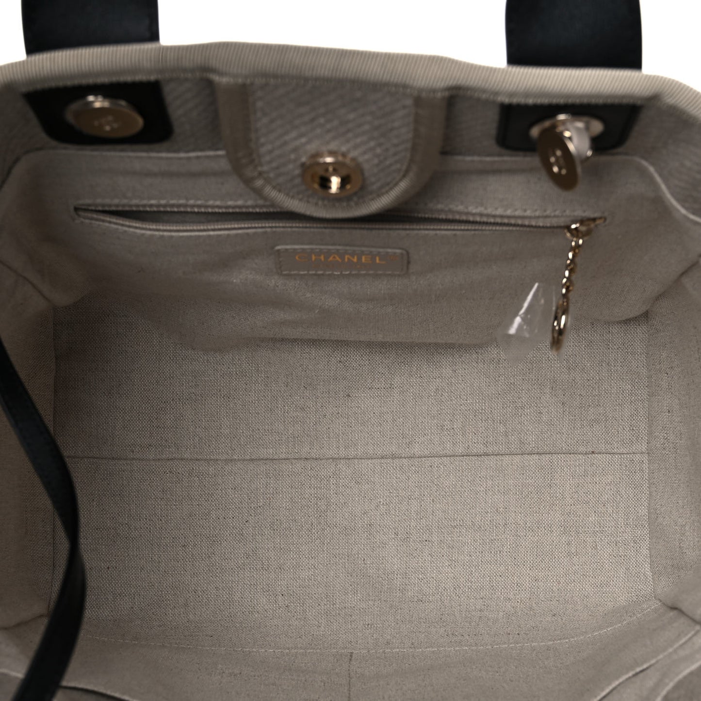 Mixed Fibers Small Deauville Tote Beige Black