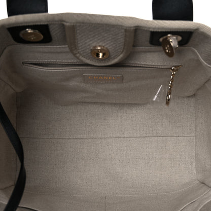 Chanel Mixed Fibers Small Deauville Tote Beige Black 6 of 12