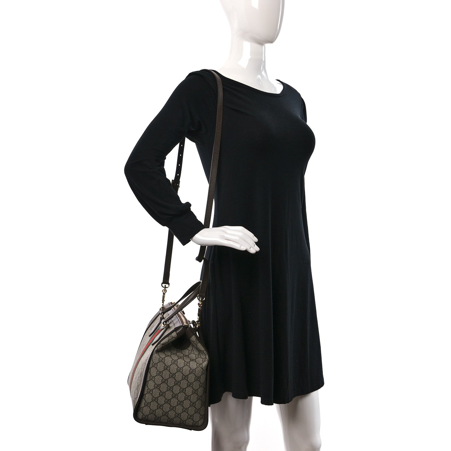 Gucci GG Supreme Monogram Web Medium Ophidia Tote Bag Brown 2 of 9