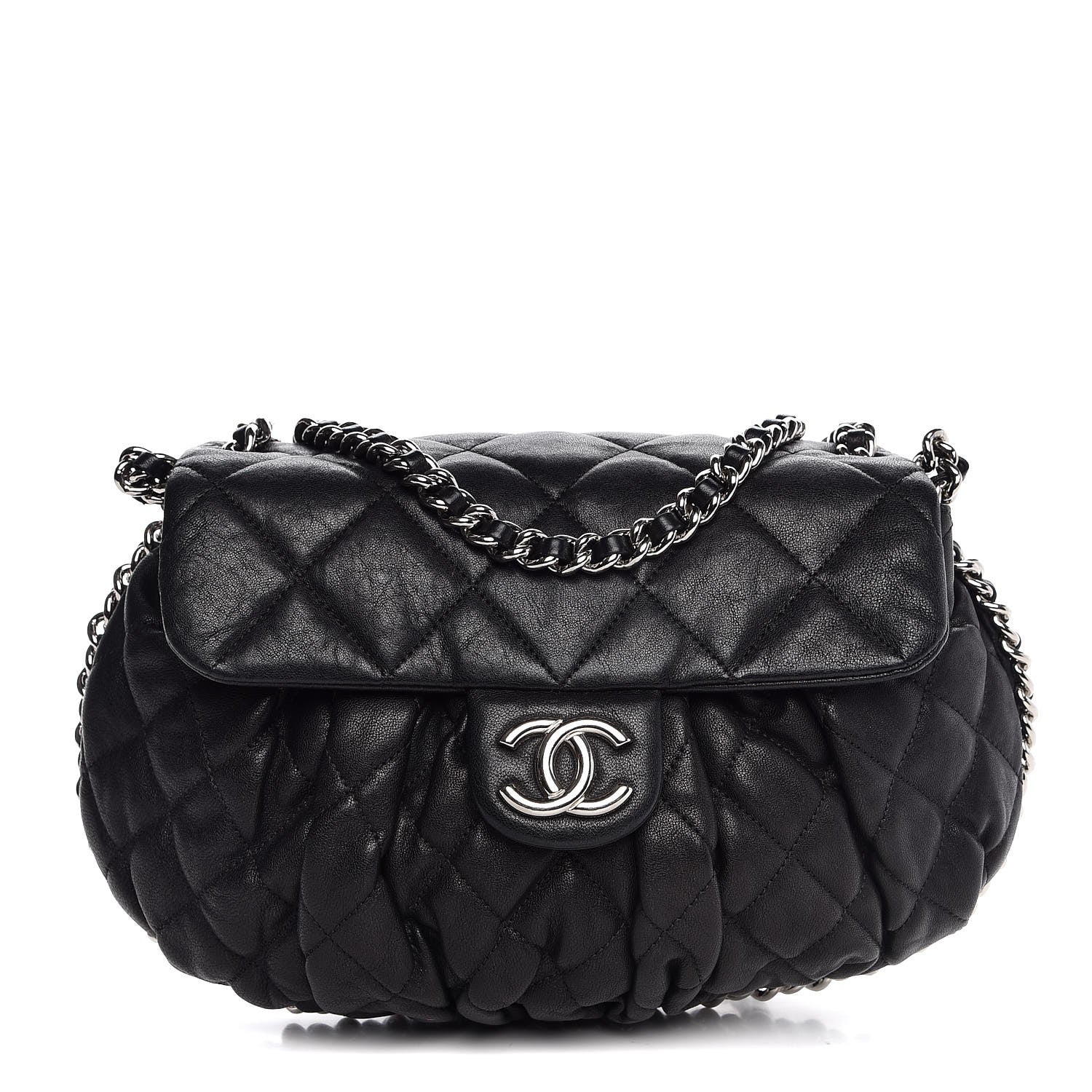 Chanel Washed Lambskin Quilted Medium Chain Around Messenger Black 1 of 7