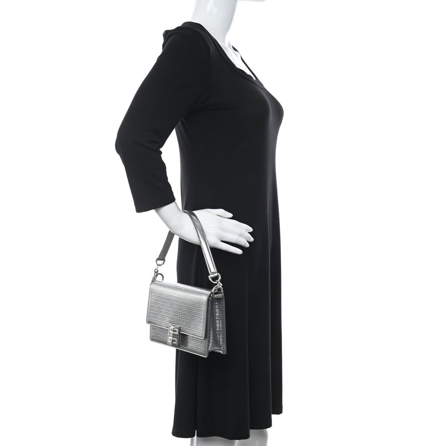 Metallic Calfskin 4G Embossed Small 4G Crossbody Silver