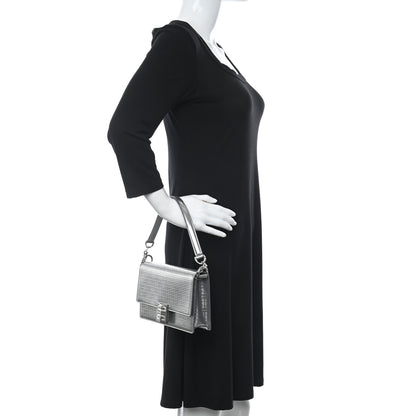 Givenchy Metallic Calfskin 4G Embossed Small 4G Crossbody Silver 2 of 9
