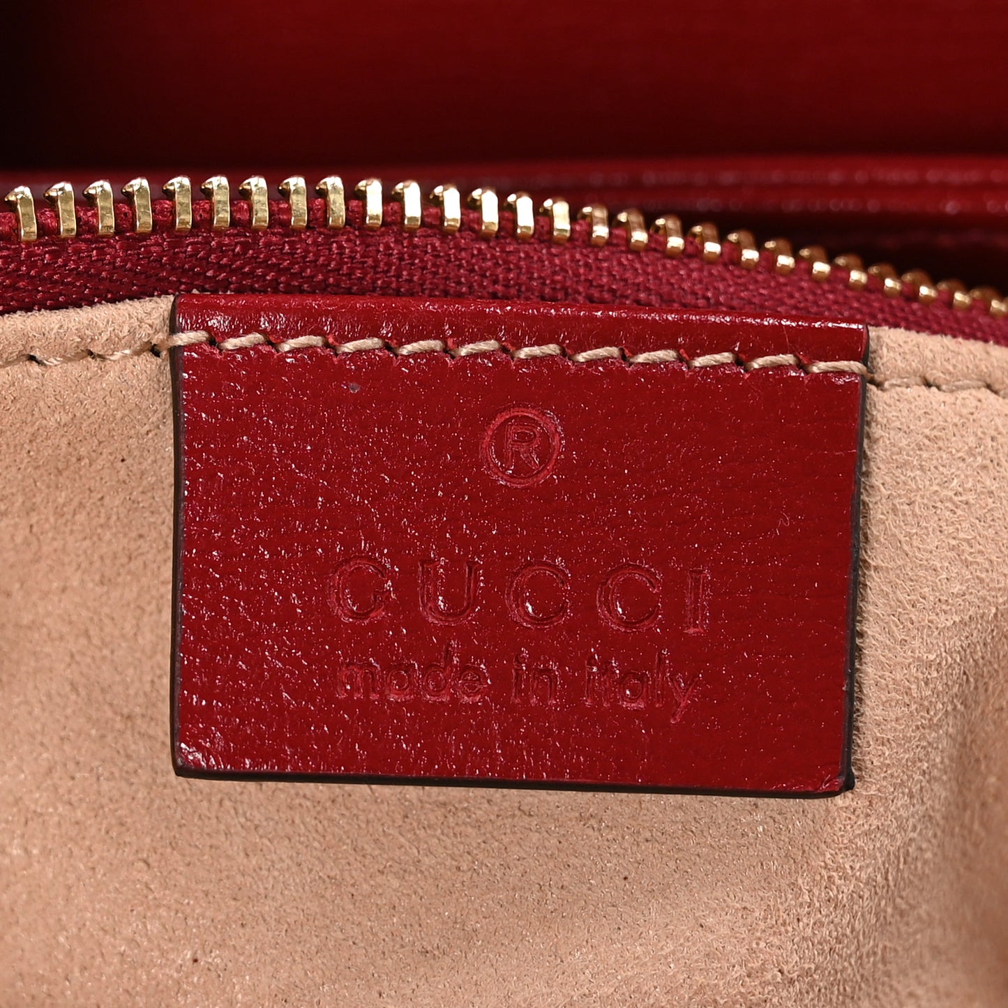 GG Supreme Monogram Azalea Calfskin Horsebit 1955 Shoulder Bag Beige Ebony New Cherry Red