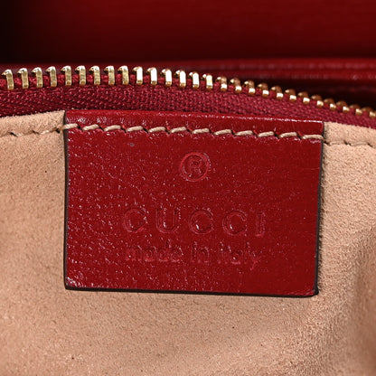 Gucci GG Supreme Monogram Azalea Calfskin Horsebit 1955 Shoulder Bag Beige Ebony New Cherry Red 7 of 13