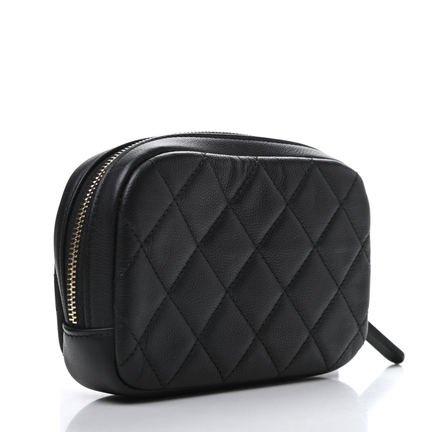 Caviar Quilted Small Curvy Pouch Cosmetic Case Black
