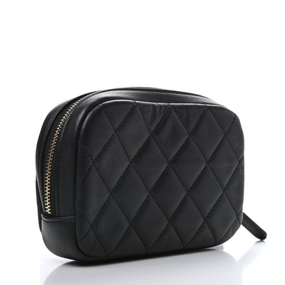 Chanel Caviar Quilted Small Curvy Pouch Cosmetic Case Black 3 of 10