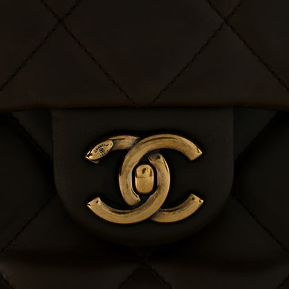 Chanel Calfskin Quilted Medium Gold Bar Top Handle Flap Dark Khaki 12 of 14