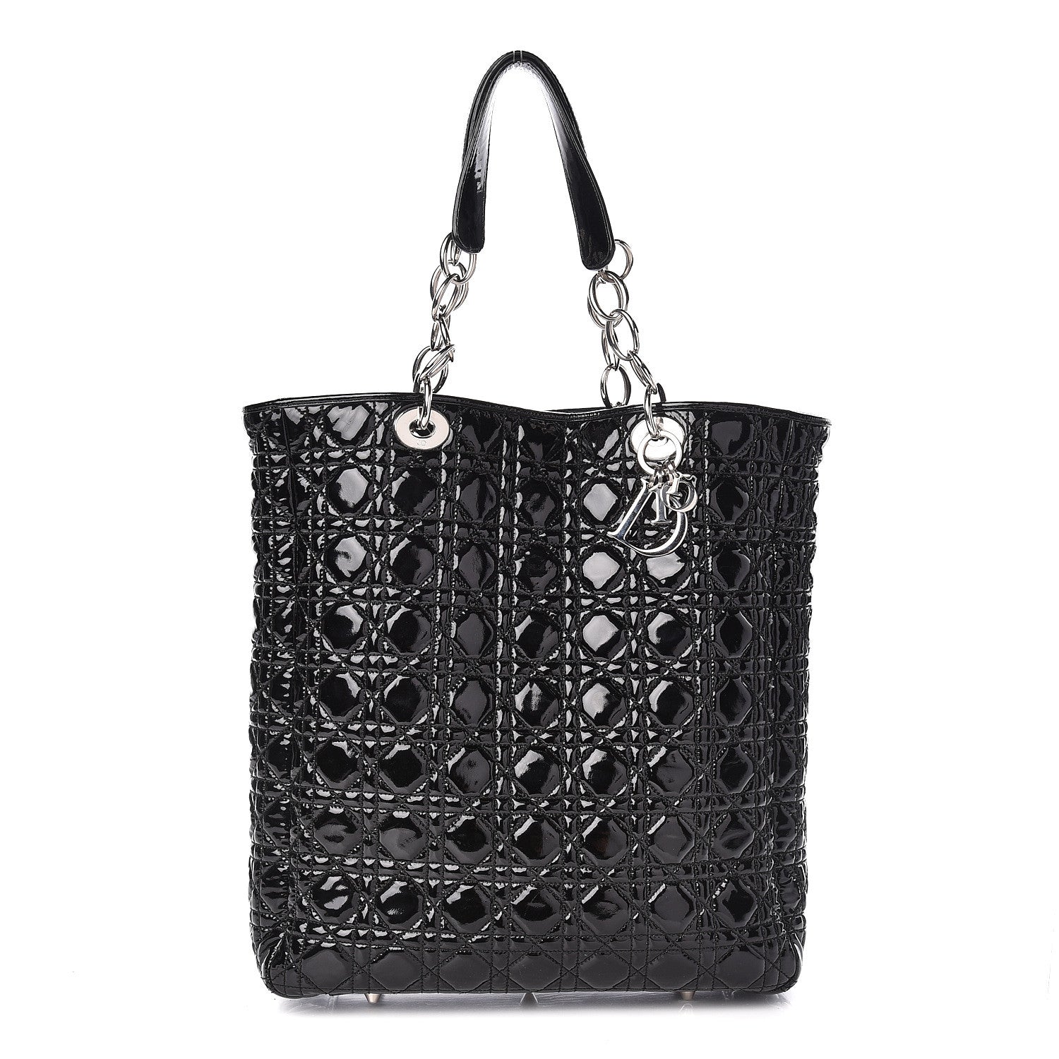 Christian Dior Patent Cannage Dior Soft Shopping Tote Black 1 of 10