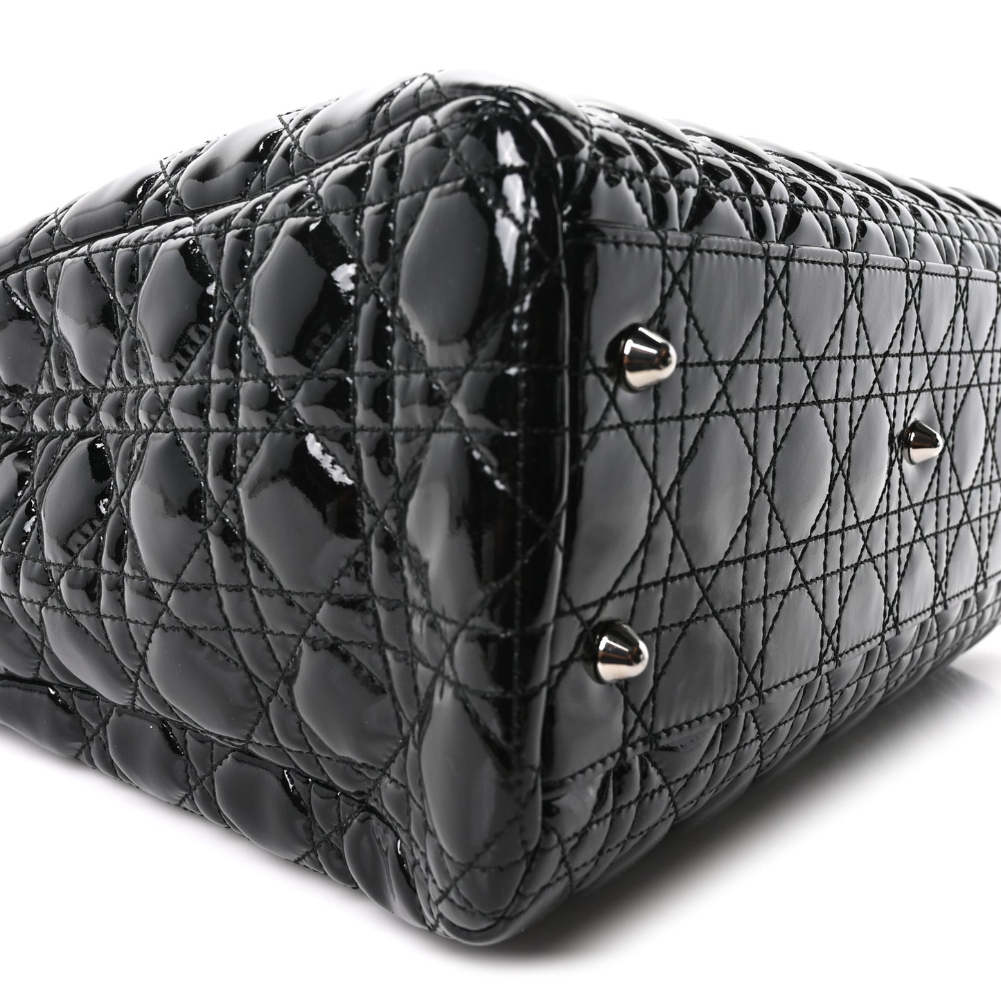 Patent Cannage Large Dior Soft Shopping Tote Black