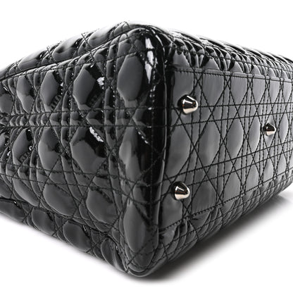 Christian Dior Patent Cannage Large Dior Soft Shopping Tote Black 9 of 10