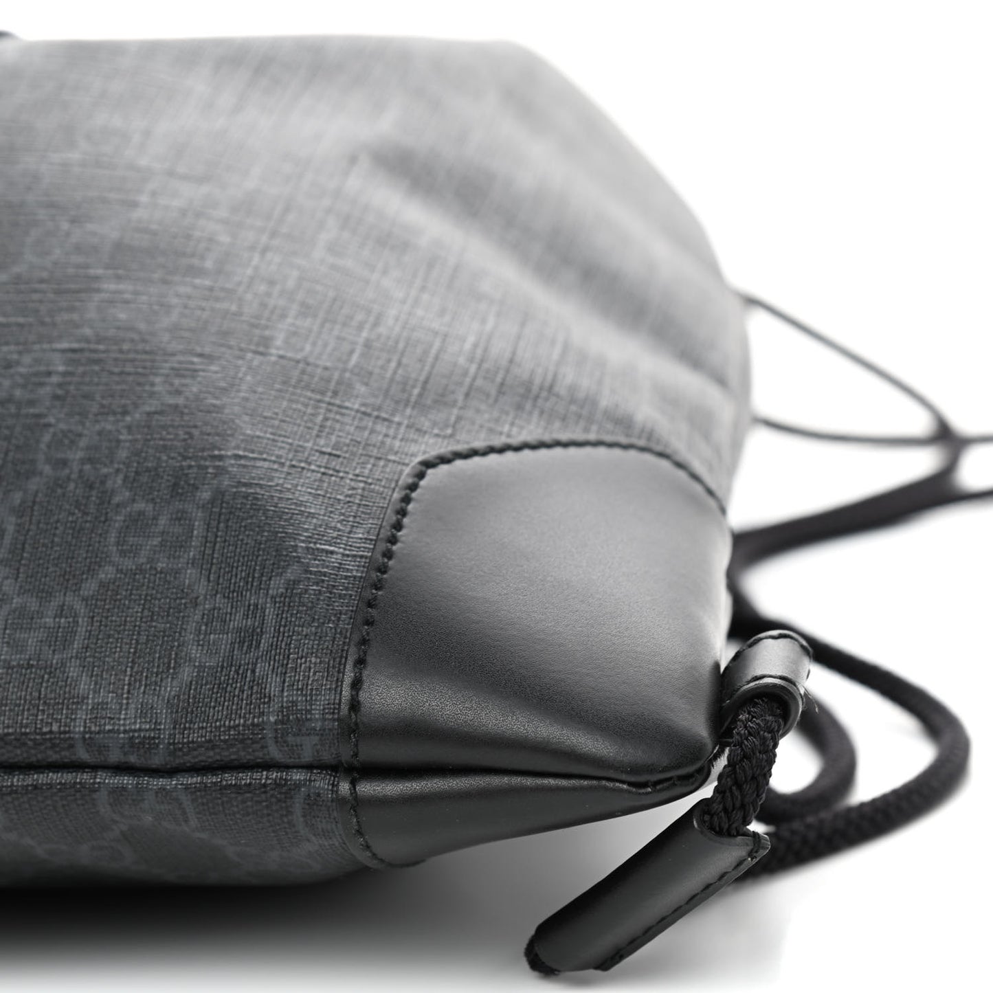 Soft GG Supreme Monogram Appia Calfskin Web Drawstring Backpack Black