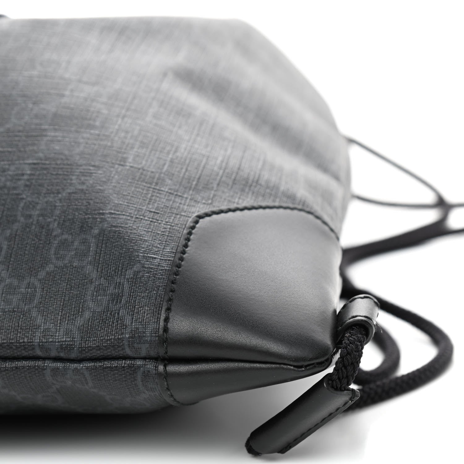 Gucci Soft GG Supreme Monogram Appia Calfskin Web Drawstring Backpack Black 7 of 9
