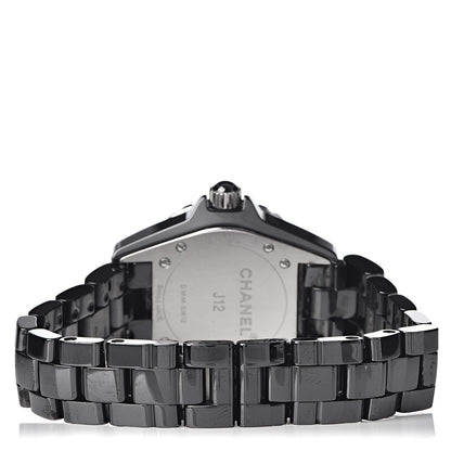 Chanel Stainless Steel Ceramic Diamond 33mm J12 Quartz Watch Black 4 of 7