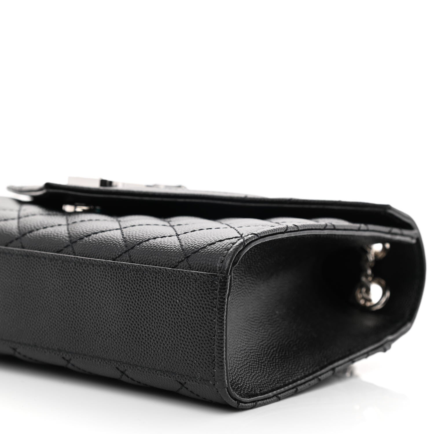 Saint Laurent Grain De Poudre Textured Mixed Matelasse Triquilt Medium Monogram Satchel Black 9 of 10
