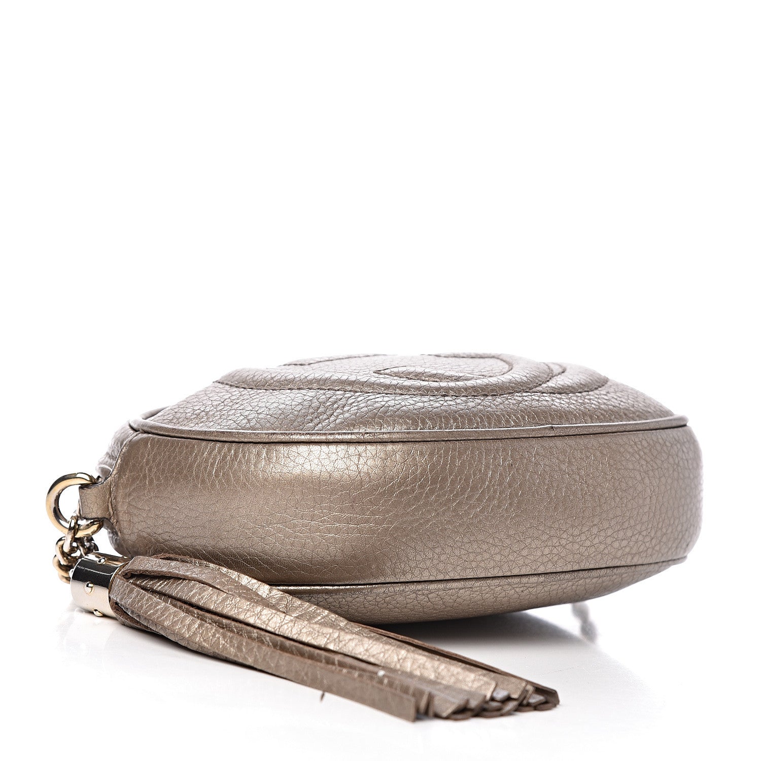 Gucci Metallic Pebbled Calfskin Mini Soho Chain Bag Golden Beige 4 of 11
