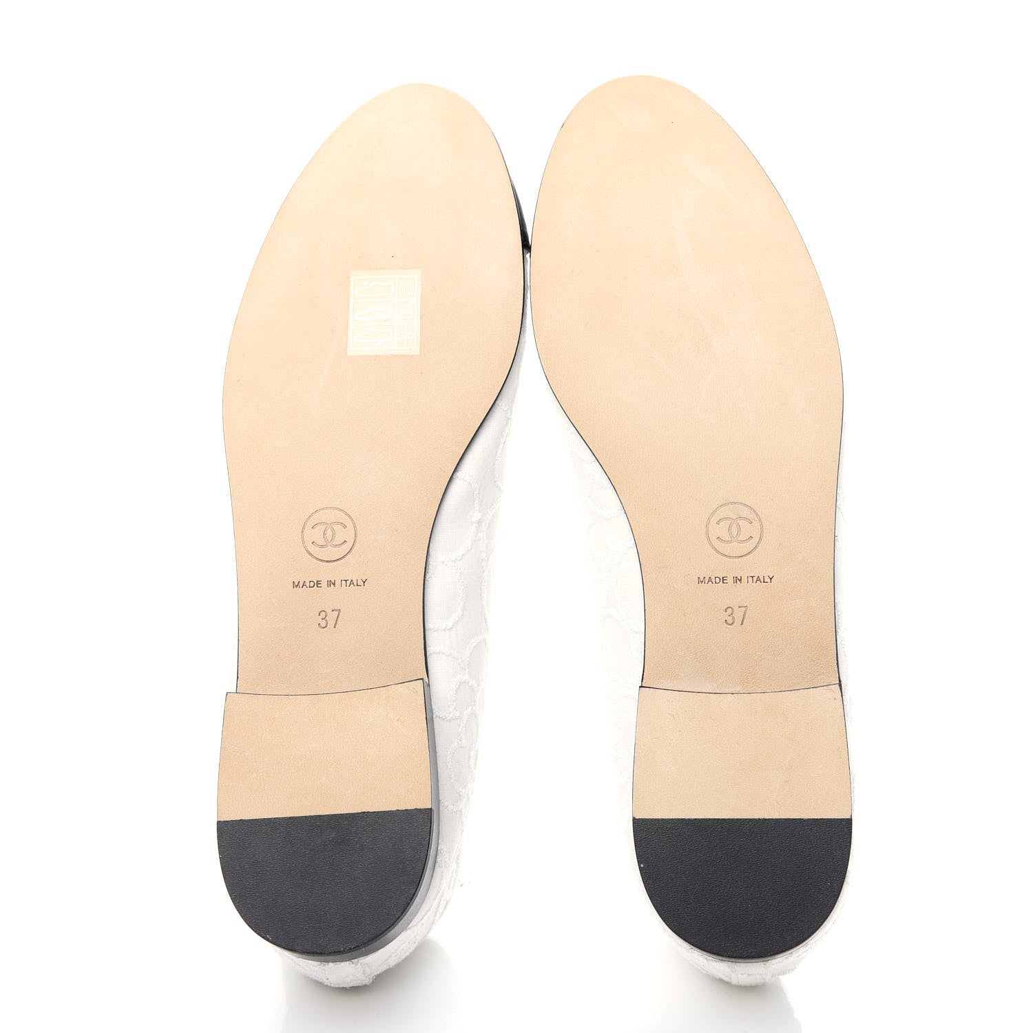 Chanel Fabric Camellia Embroidered Cap Toe Ballerina Flats 37 White Black 6 of 10