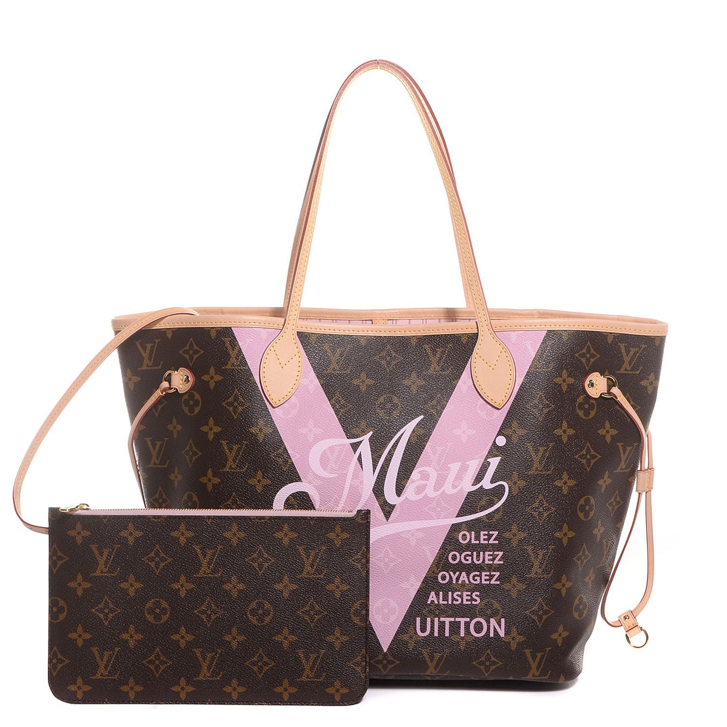 Monogram Maui V Neverfull MM Rose Ballerine