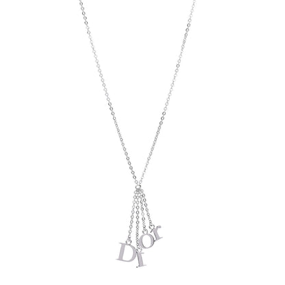 Christian Dior Metal Logo Necklace Silver 1 of 4