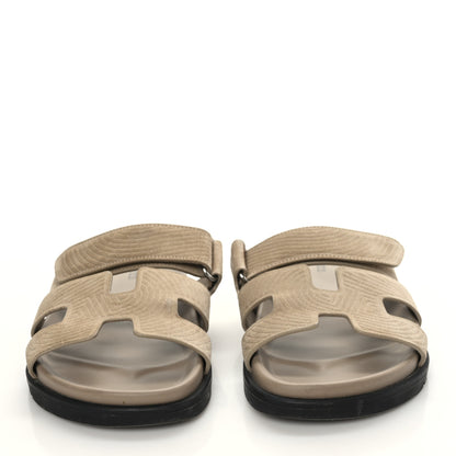 Hermes Suede Goatskin Chaine d'Ancre Womens Chypre Sandals 36.5 Beige Sable 2 of 8