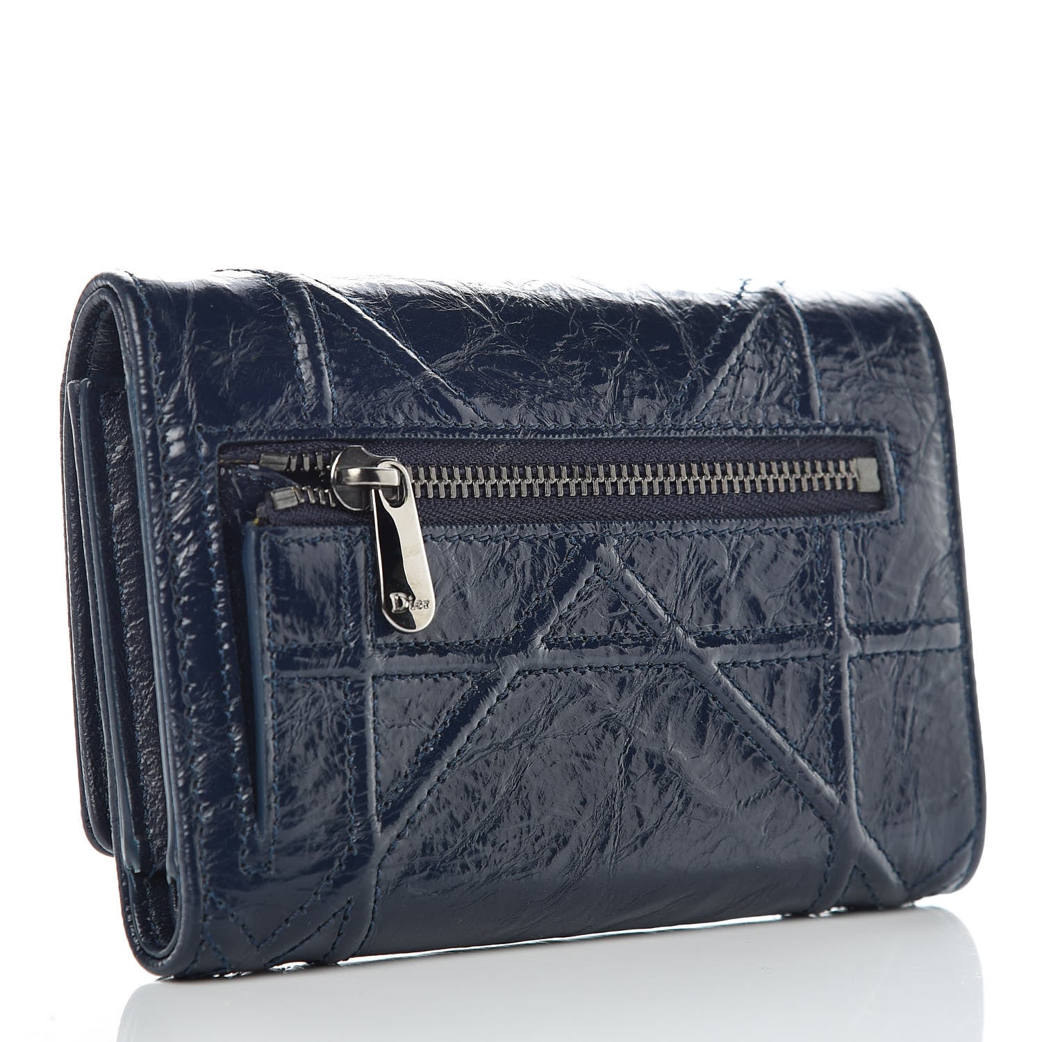Christian Dior Lambskin Diorama Elancee Wallet Dark Marine 3 of 12