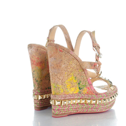 Christian Louboutin Cork Bloom Print Cataclou 140 Wedge Sandals 36 Multicolor 4 of 8