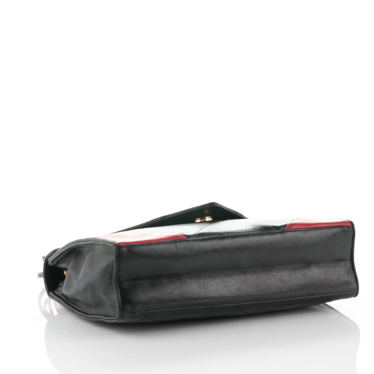 Lambskin Medium Envelope Single Flap Black Red