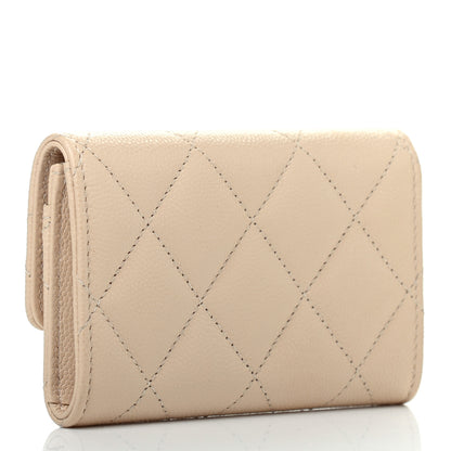 Chanel Caviar Pearl Quilted Coco Candy Flap Card Holder Beige 3 of 8