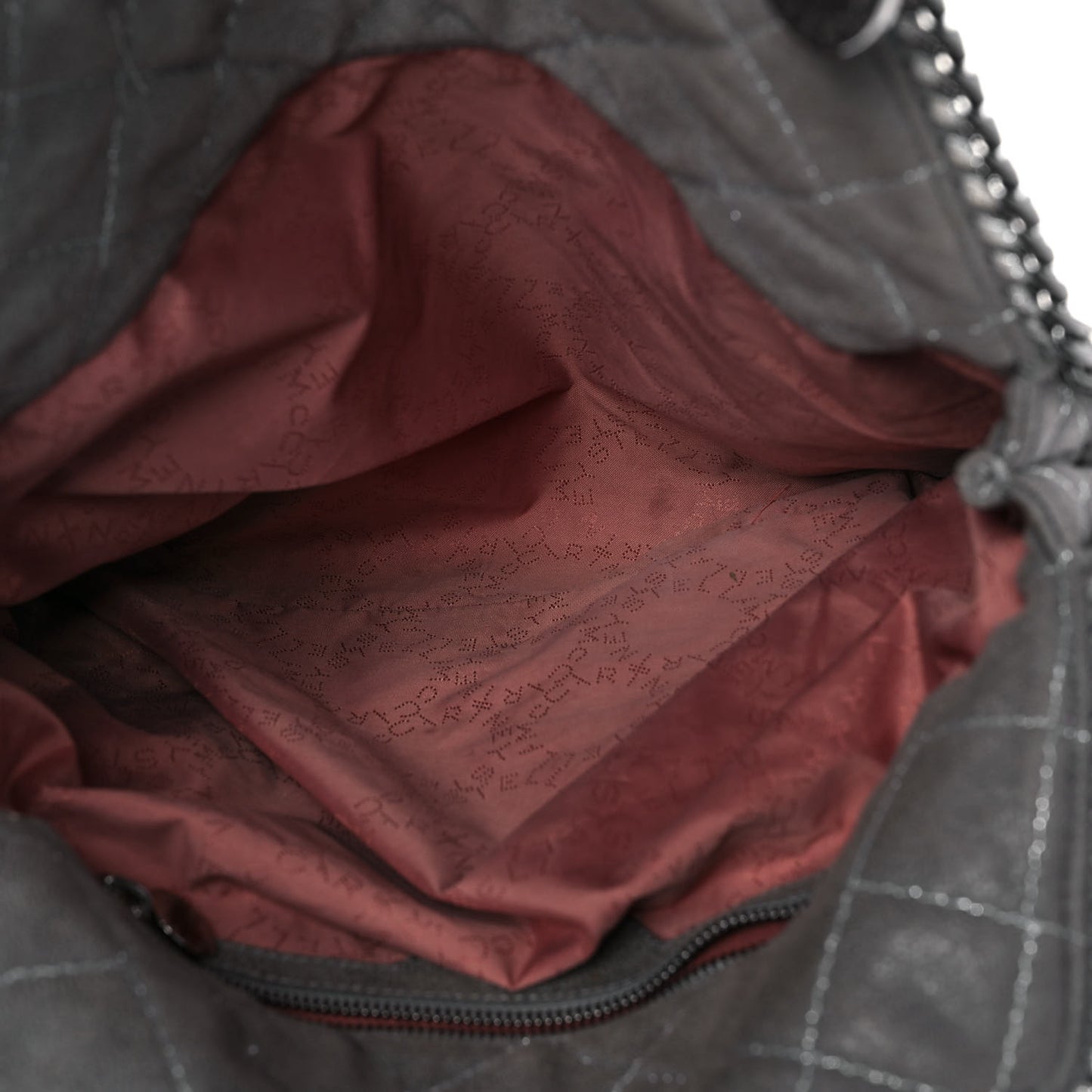 Shaggy Deer Quilted Small Falabella Tote Light Grey