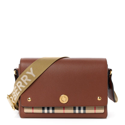 Burberry Calfskin Vintage Check Note Crossbody Bag Tan 1 of 12