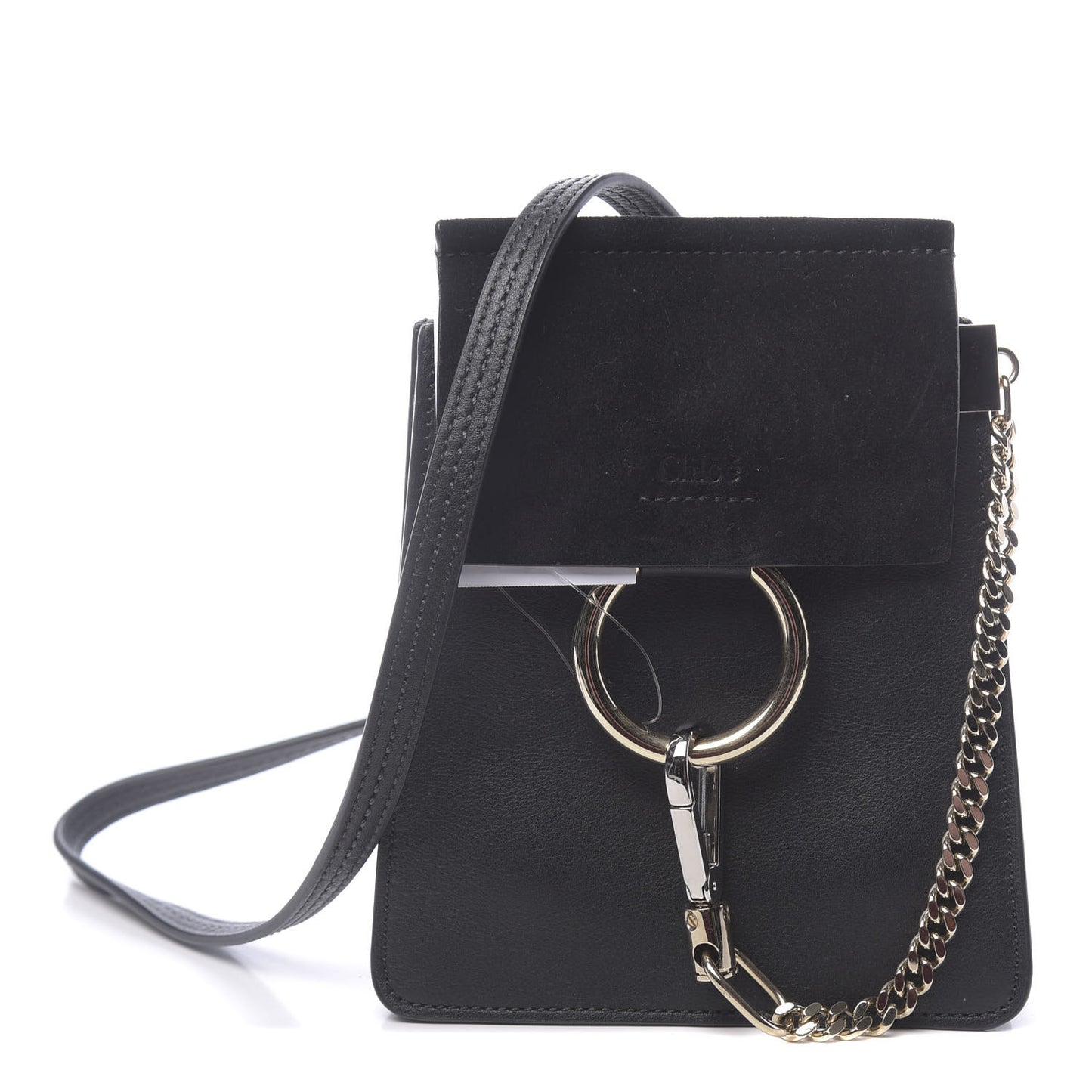 Suede Calfskin Mini Faye Bracelet Bag Black