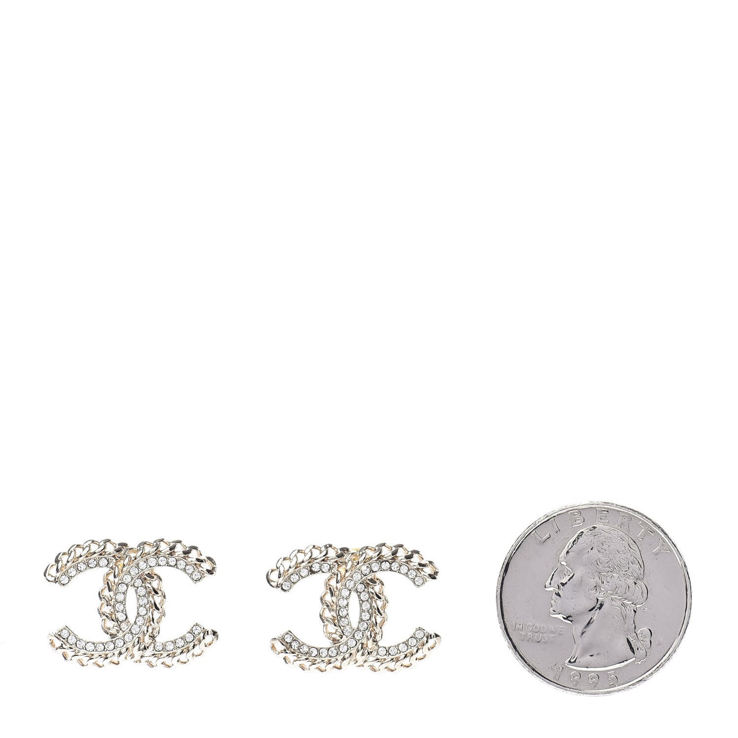 Crystal Chain CC Earrings Gold