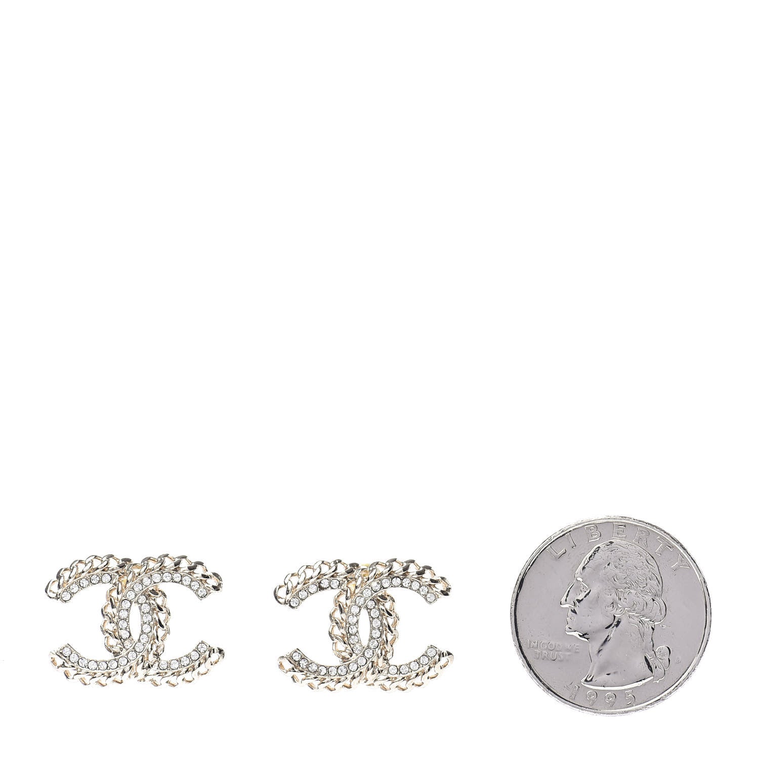Chanel Crystal Chain CC Earrings Gold 2 of 5