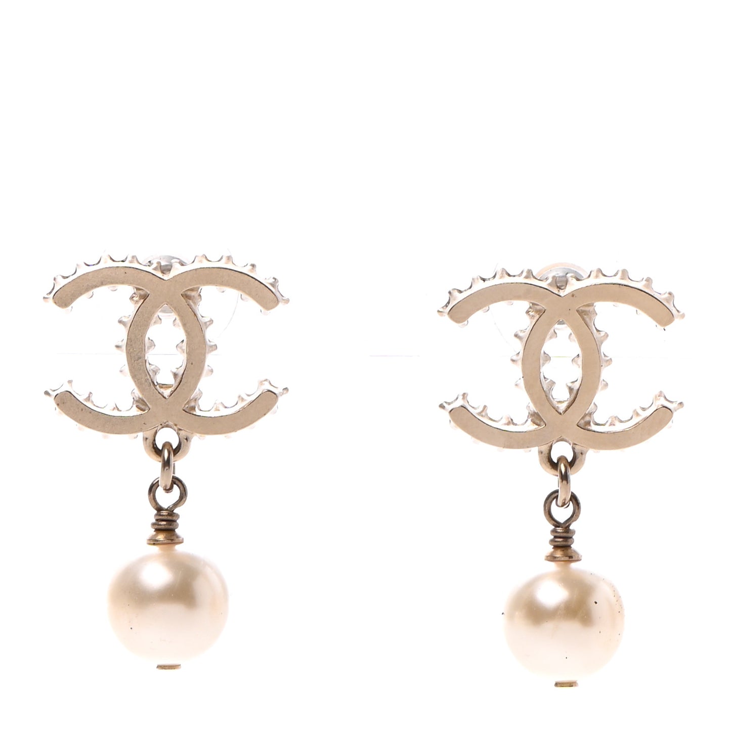 Pearl CC Drop Earrings Gold