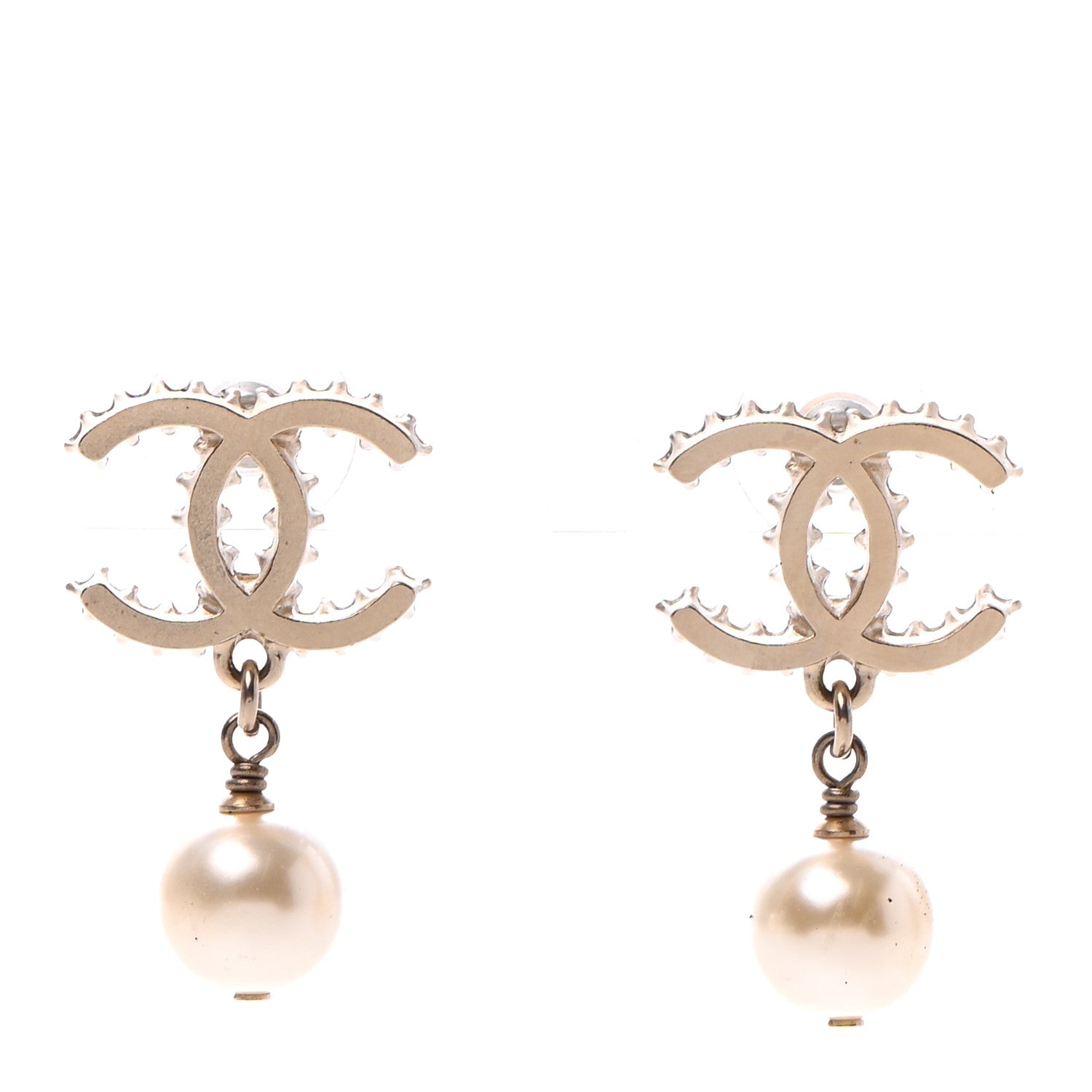 Chanel Pearl CC Drop Earrings Gold 1 of 4