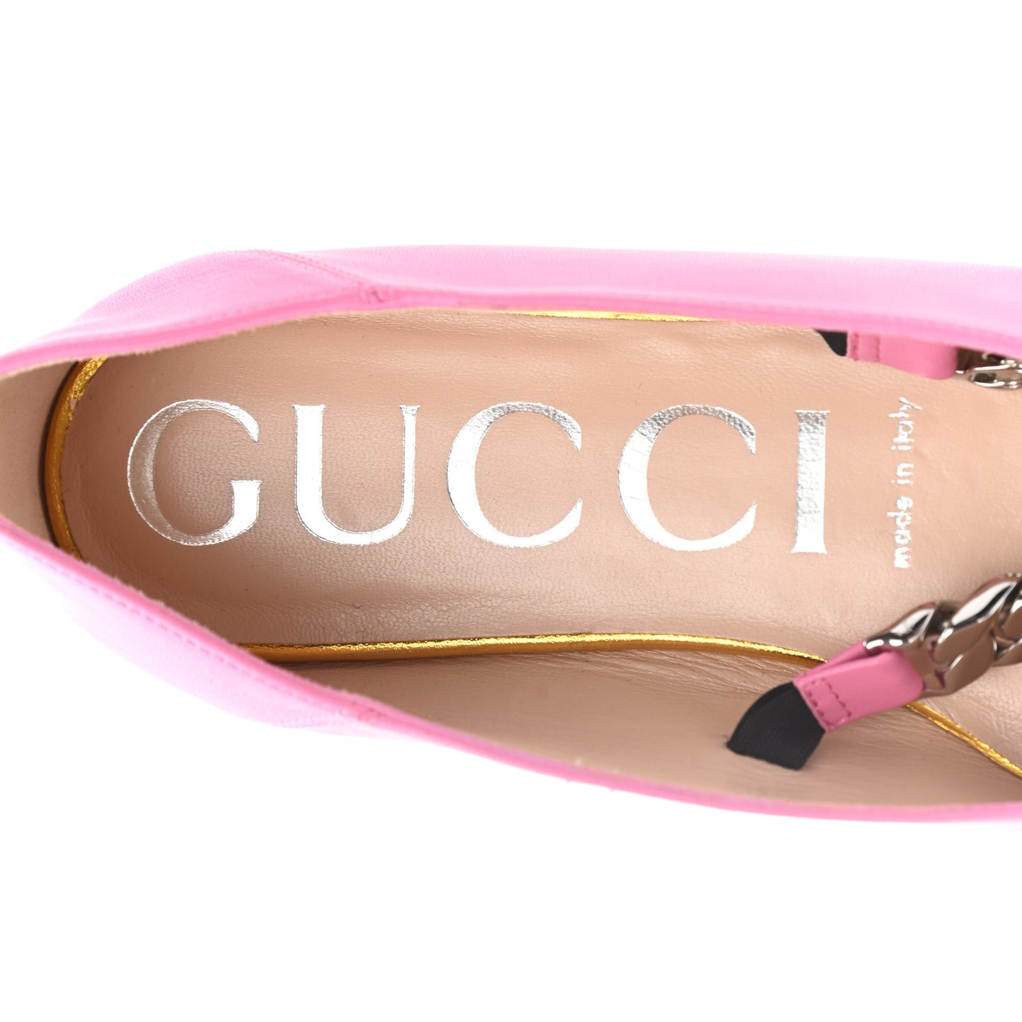 Nappa Charlotte Deva Horsebit Chain Embellished Flats 37 Pink Tropical Flower