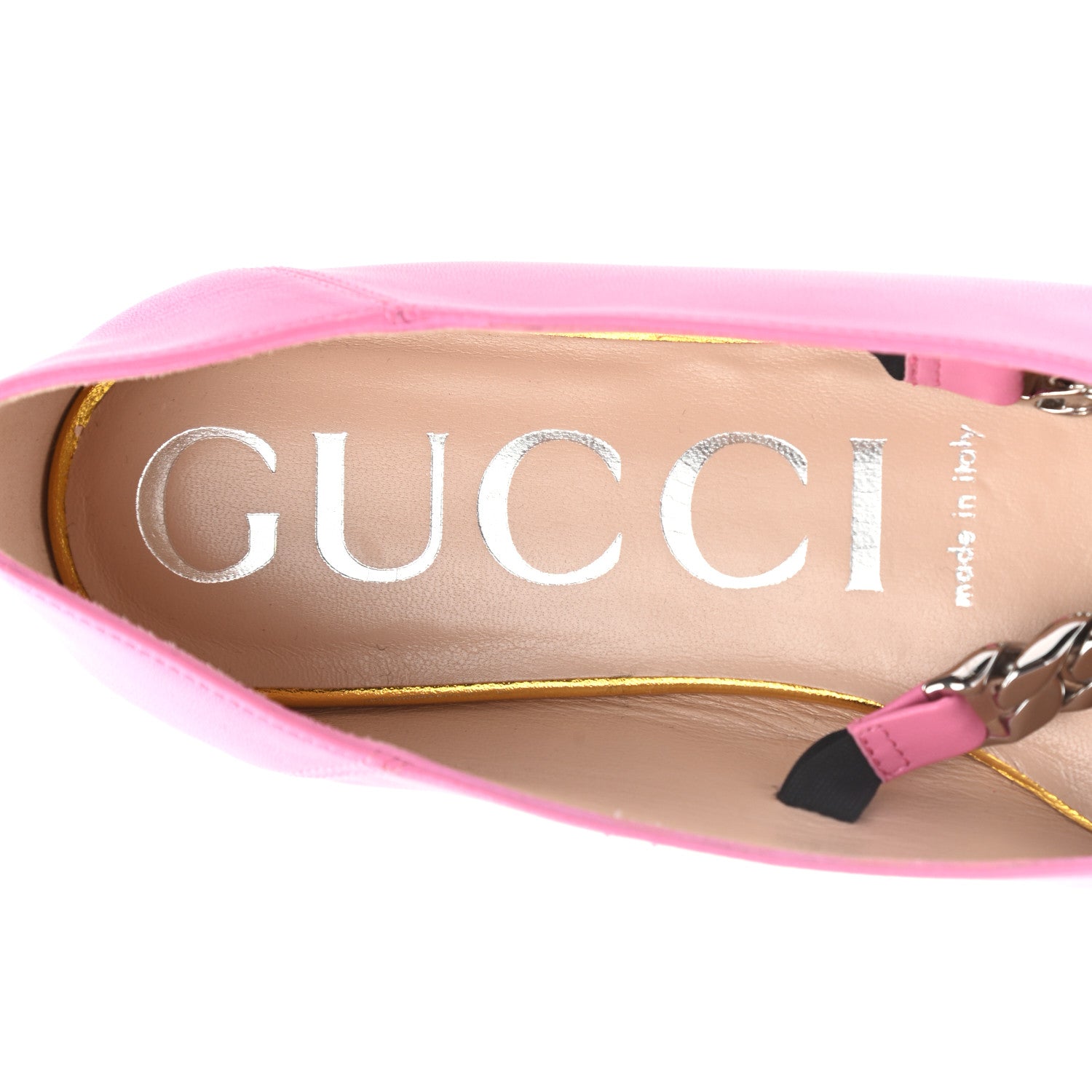 Gucci Nappa Charlotte Deva Horsebit Chain Embellished Flats 37 Pink Tropical Flower 7 of 10