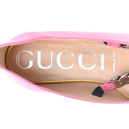 Gucci Nappa Charlotte Deva Horsebit Chain Embellished Flats 37 Pink Tropical Flower 7 of 10