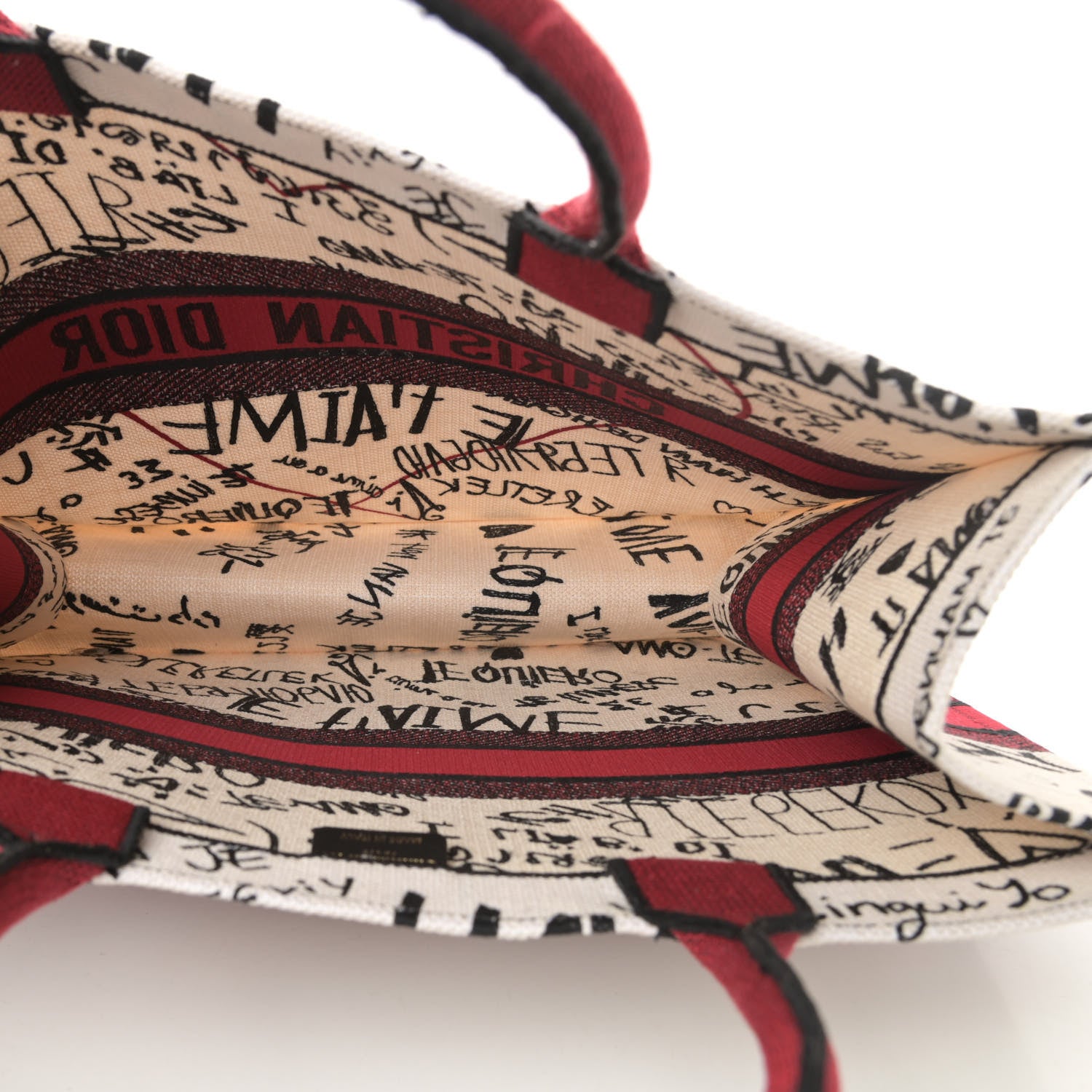 Christian Dior Canvas Embroidered Dioramour Graffiti Book Tote Latte Multicolor 5 of 11