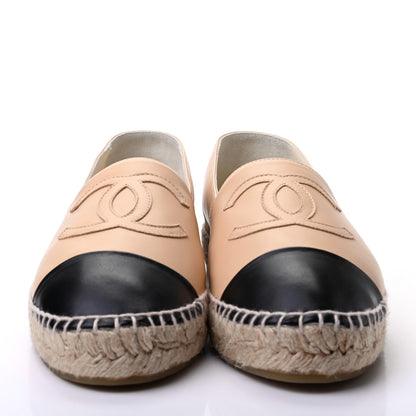 Chanel Lambskin CC Espadrilles 40 Beige Black 2 of 9