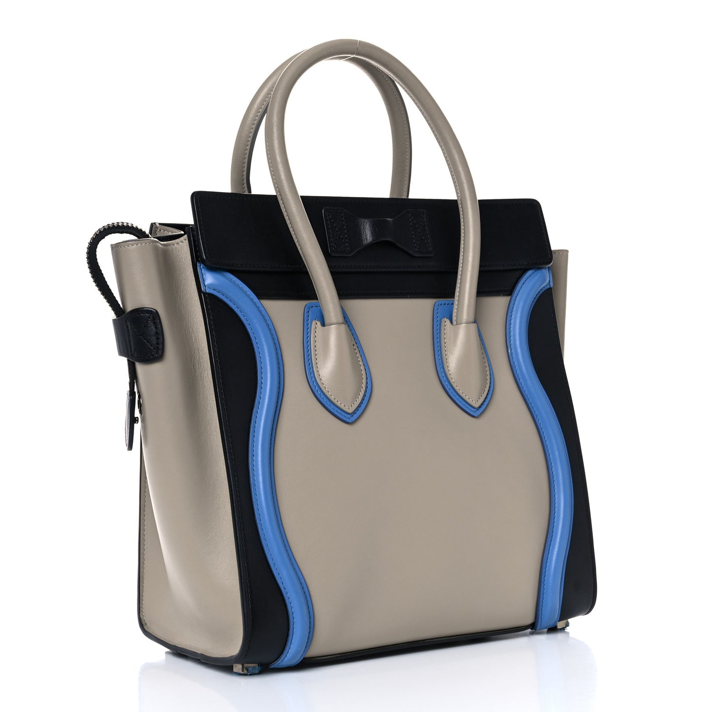 Shiny Smooth Calfskin Micro Tri-Color Luggage Quartz