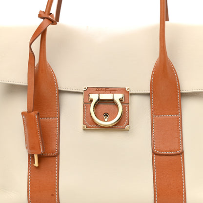 Salvatore Ferragamo Calfskin Small Sookie Satchel White Tan 8 of 13