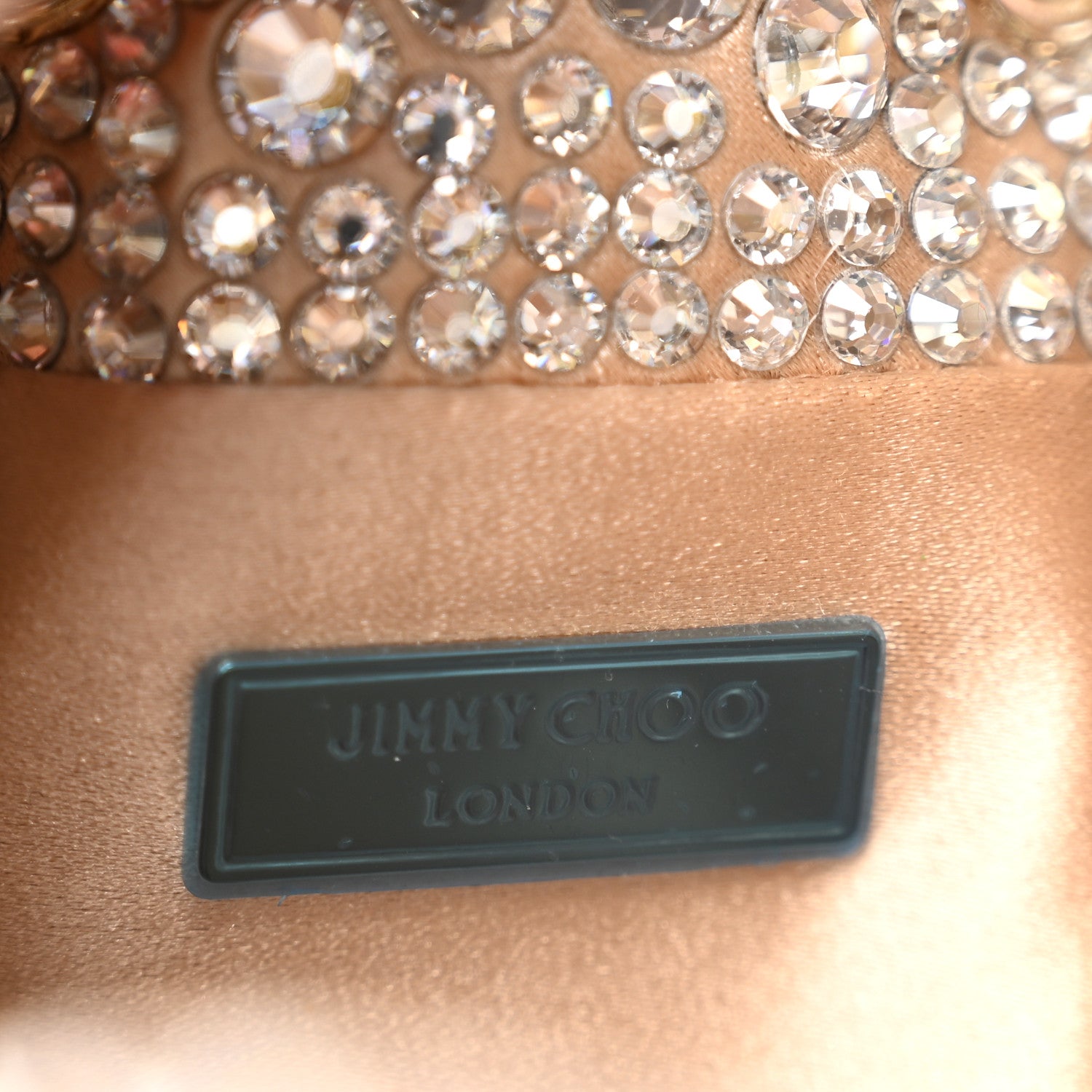 Jimmy Choo Satin Hotfix Crystal Embellished Bon Bon Bucket Bag Gold Silver 6 of 12