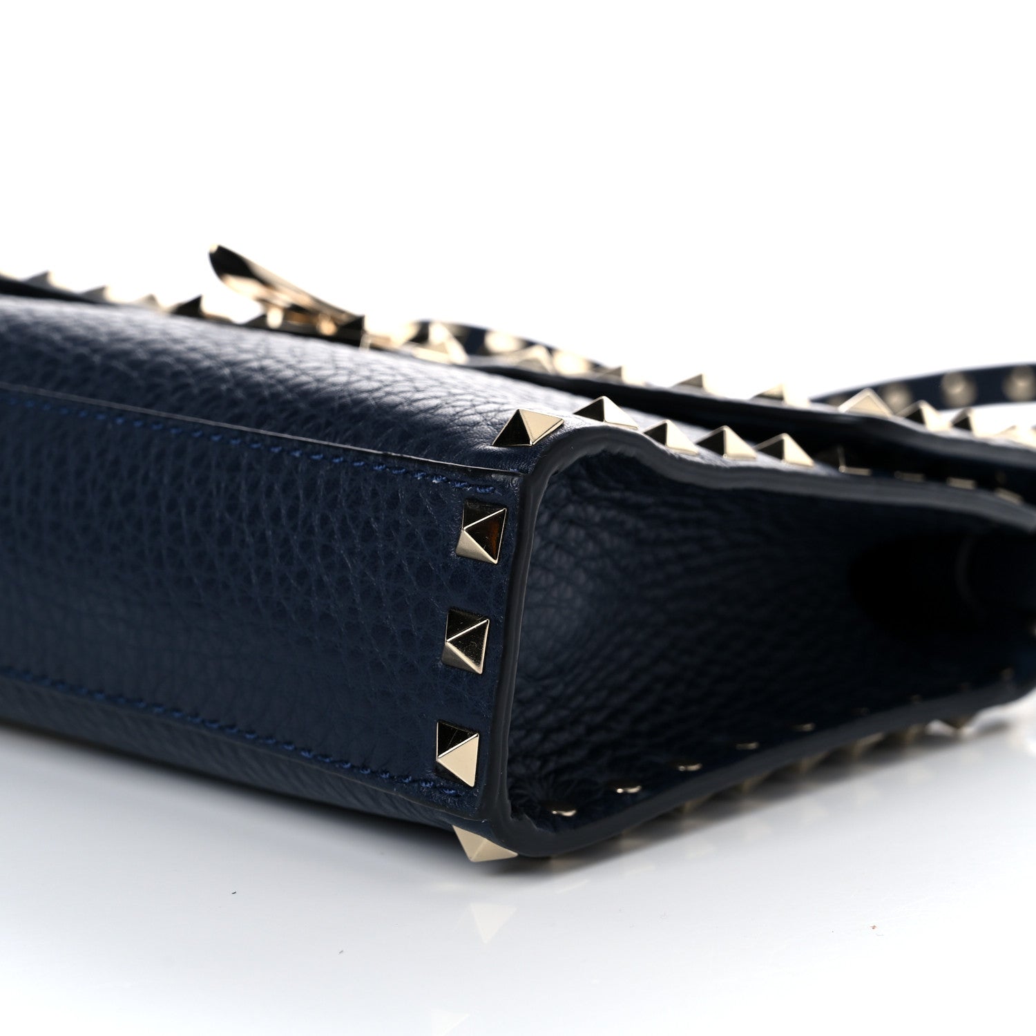 Valentino Garavani Pebbled Calfskin Medium Rockstud Flip Lock Crossbody Bag Navy 8 of 16