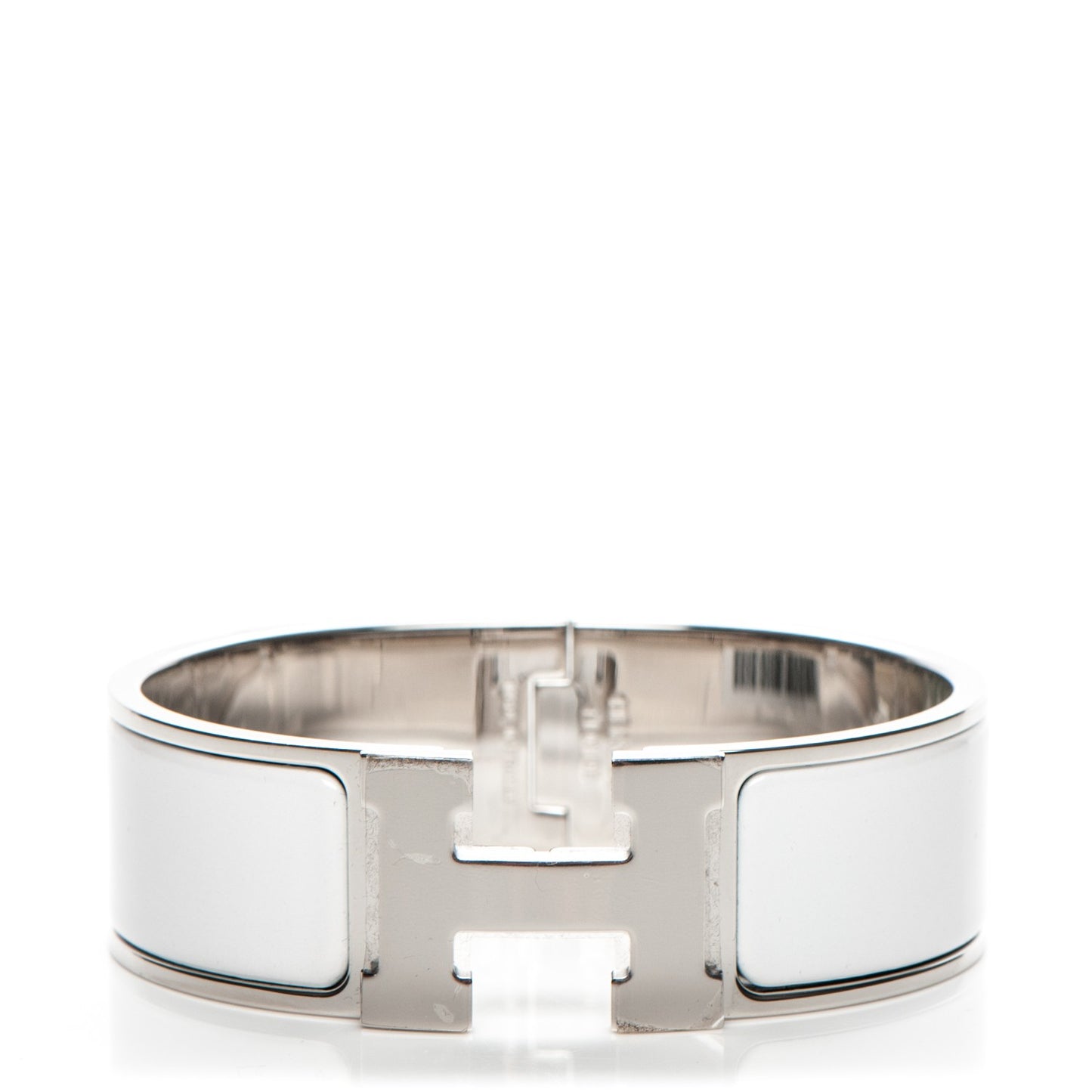 Enamel Wide Clic Clac H Bracelet GM White